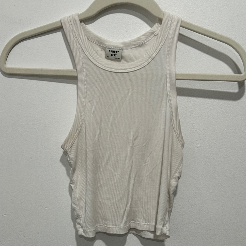 Sunday Best Cream Ribbed Racerback Tank